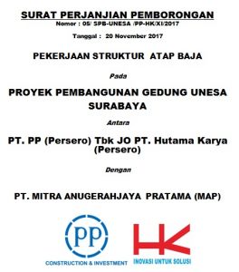 Contoh surat peranjian pemborongan pekerjaan struktur baja, antara perusahaan BUMN dan swasta