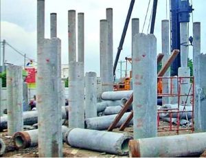 Proses pemasangan tiang pancang