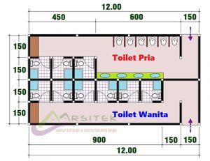 Contoh denah toilet wanita dan pria yang bagus